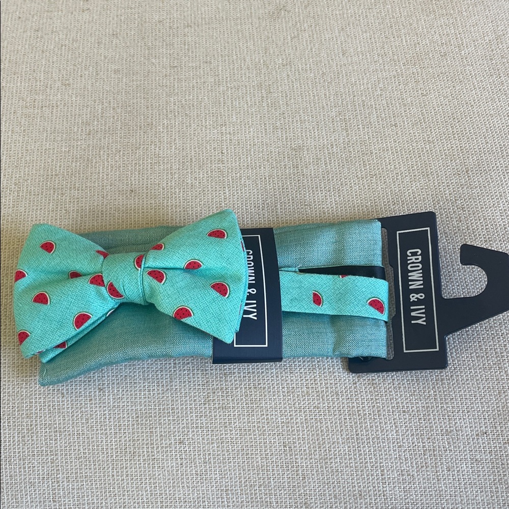 Crown & Ivy Aqua Bow Tie with Red Accents